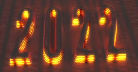 3d rendering. Embossed surface of parallel stripes with the date 2022 embosse Illustrazione stock