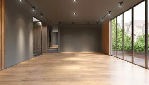 3d rendering of an empty apartment, vacant modern room. Stock Illustration