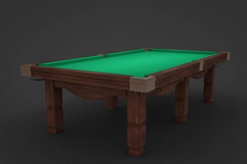 3d rendering of an empty billiard table on a dark background. Illustration