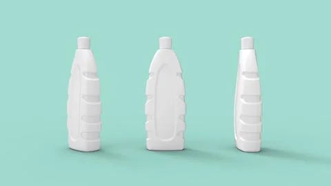 3D rendering of an empty blank shampoo bottle toiletry packaging mock up Ilustração Stock