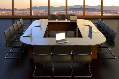 3D rendering of an empty boardroom at an office building Ilustración de archivo