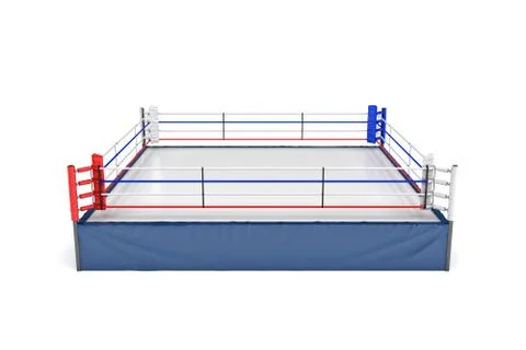 3d rendering of an empty boxing ring in top front view isolated in white Illustration