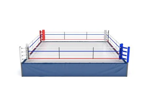 3d rendering of an empty boxing ring in top front view isolated in white Stock Illustration