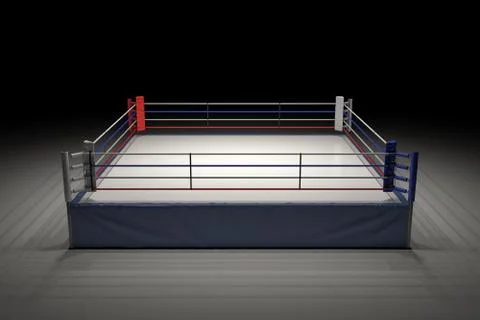 3d rendering of an empty boxing ring in the dark with its center spotlighted. Ilustración de archivo