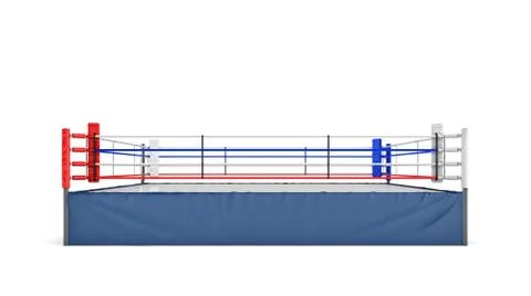 3d rendering of an empty boxing ring in front view isolated on white background. Stock Illustration