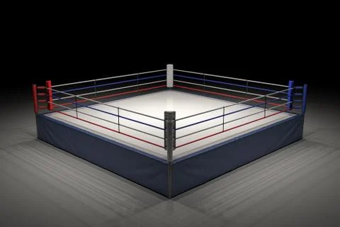 3d rendering of an empty boxing ring in the dark with its center spotlighted. Stock Illustration