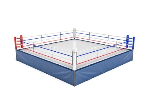 3d rendering of an empty boxing ring in side view to its corner isolated on Stock Illustration