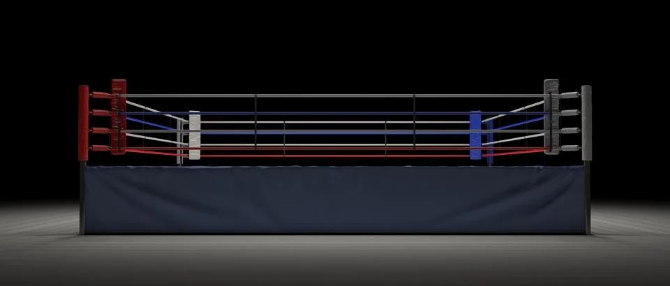 3d rendering of an empty boxing ring in the dark with its center spotlighted. 스톡 일러스트
