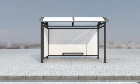 3D rendering of an empty bus stop Illustrazione stock