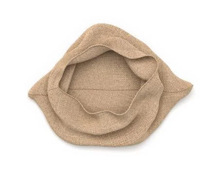 3d rendering of an empty canvas money-bag as seen from above on white background Stock Illustration