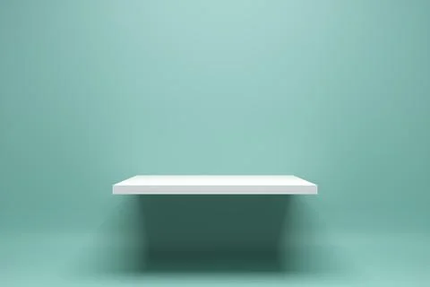 3D rendering of empty display stand. Blank product shelf standing backdrop. Stock Illustration