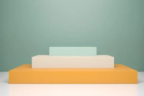 3D rendering of empty display stand. Blank product shelf standing backdrop. Stock Illustration