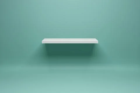 3D rendering of empty display stand. Blank product shelf standing backdrop. Stock Photos