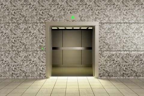 3D rendering of an empty elevator going up Stock Illustration
