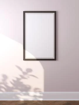 3d rendering of an empty frame on the wall. Illustrazione stock