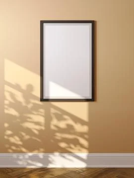 3d rendering of an empty frame on the wall. Illustrazione stock