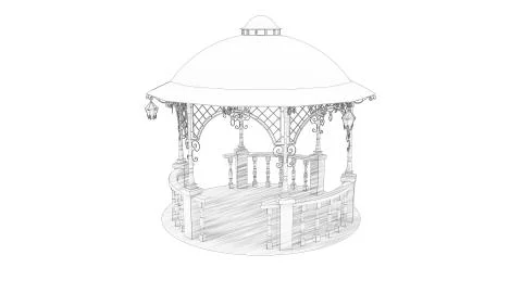 3d rendering of an empty gazebo isolated in white studio background Illustrazione stock