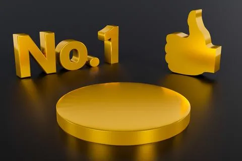 3D rendering Empty gold cylinder podium on golden background. Abstract minima Stock Illustration