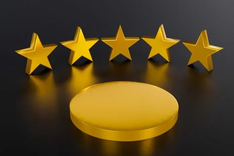 3D rendering Empty gold cylinder podium on golden background. Abstract minima Stock Illustration