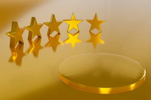 3D rendering Empty gold cylinder podium on golden background. Abstract minima Illustrazione stock