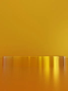 3D rendering Empty gold cylinder podium on golden background. Abstract minima Stock Illustration