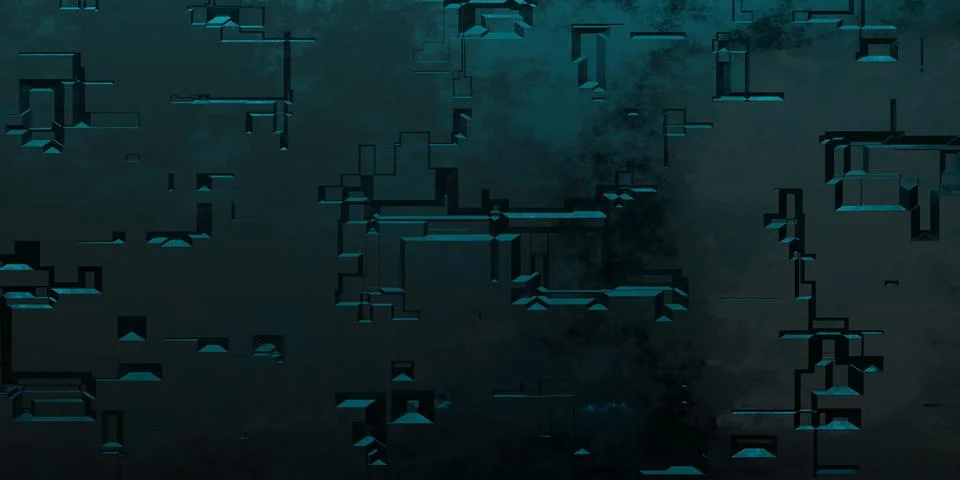 3d rendering empty metal with blue neon light for product display. abstract.. Stock Illustration