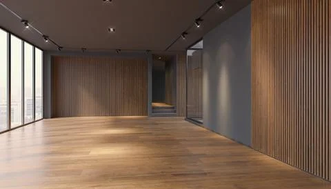 3d rendering of an empty modern office building. Ilustración de archivo