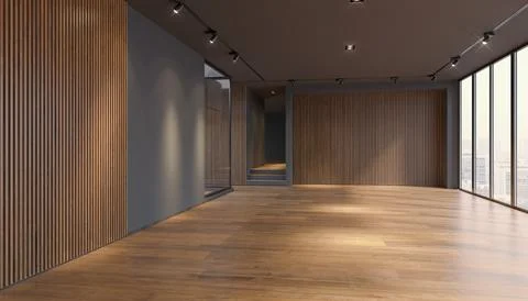 3d rendering of an empty modern office building. Ilustración de archivo