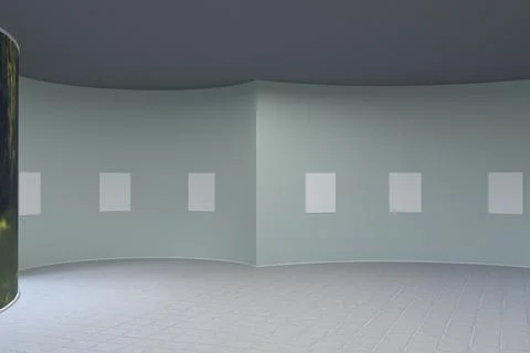 3D rendering of the empty Museum hall Illustrazione stock