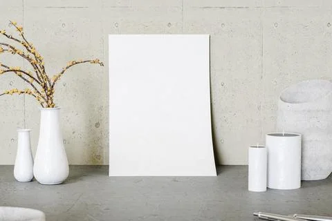 3D rendering of empty page on table Illustrazione stock