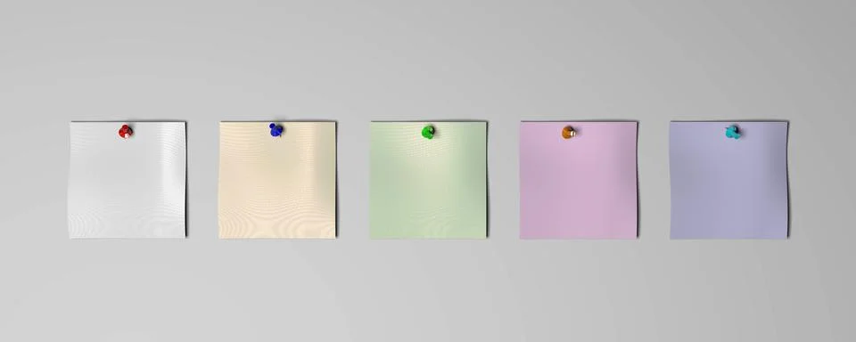 3d rendering of empty paper and a pin Stock Illustration