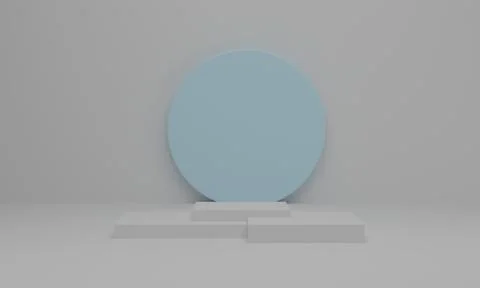 3D rendering. Empty podium or pedestal display on white background. Abstract  Stock Photos