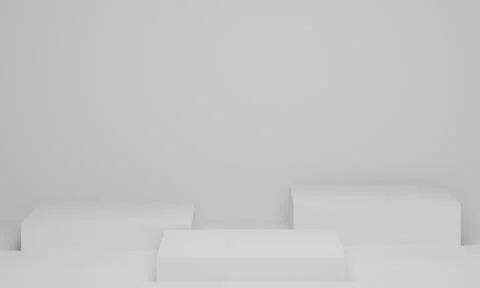 3D rendering. Empty podium or pedestal display on white background. Blank pro Stock Photos