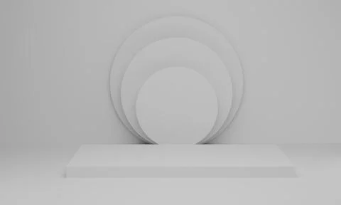 3D rendering. Empty podium or pedestal display on white background. Blank pro Stock Photos