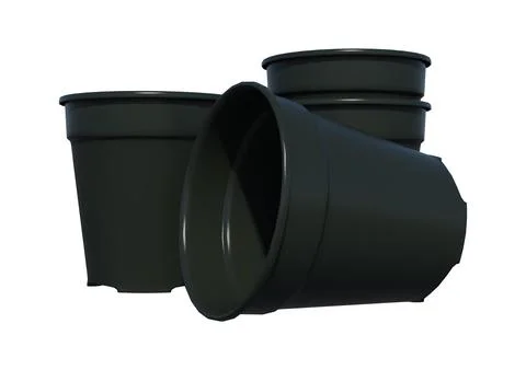 3D Rendering Empty Pots on White Stock Illustration