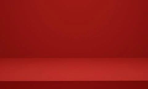 3D rendering. Empty red studio room background for display product presentati Illustrazione stock