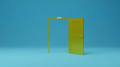 3d rendering the empty room with opened door Stock Photos