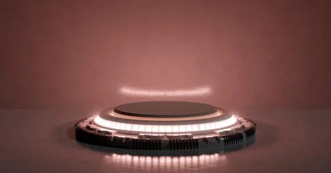 3d rendering. Empty Sci Fi light neon studio, futuristic science fiction, lar Stockillustratie