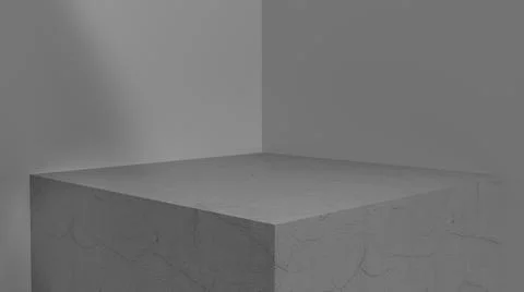 3D rendering of empty space for product display. square pedestal, gray Stock Illustration