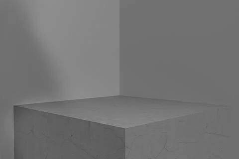 3D rendering of empty space for product display. square pedestal, gray Illustrazione stock