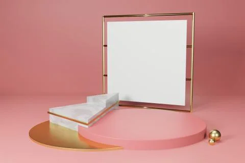3d rendering empty template podium mockup for product placement Stock Illustration