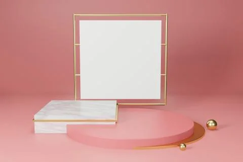 3d rendering empty template podium mockup for product placement Stock Illustration