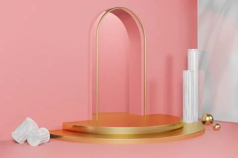 3d rendering empty template podium mockup for product placement Stock Illustration