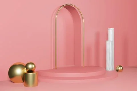 3d rendering empty template podium mockup for product placement Stock Illustration