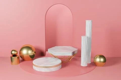 3d rendering empty template podium mockup for product placement Stock Illustration