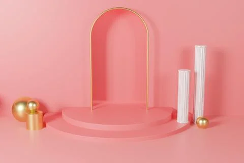3d rendering empty template podium mockup for product placement Stock Illustration