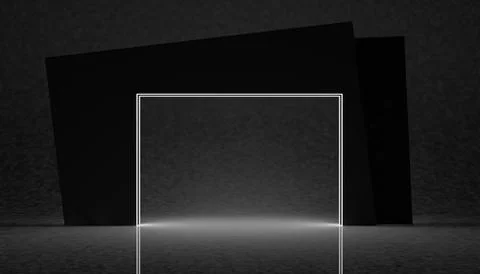 3d rendering of an empty white futuristic way on a dark background Stock Illustration
