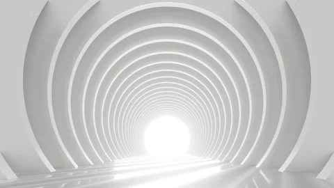 3D rendering of an empty white tunnel corridor. Stock Footage 269693651
