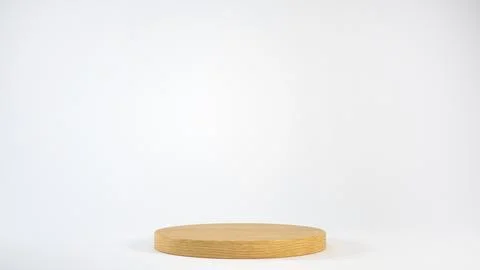 3d rendering empty wooden podium or pedestal display on white background with Illustrazione stock