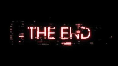 3D rendering the end text with screen effects of technological glitches Stock Illustration